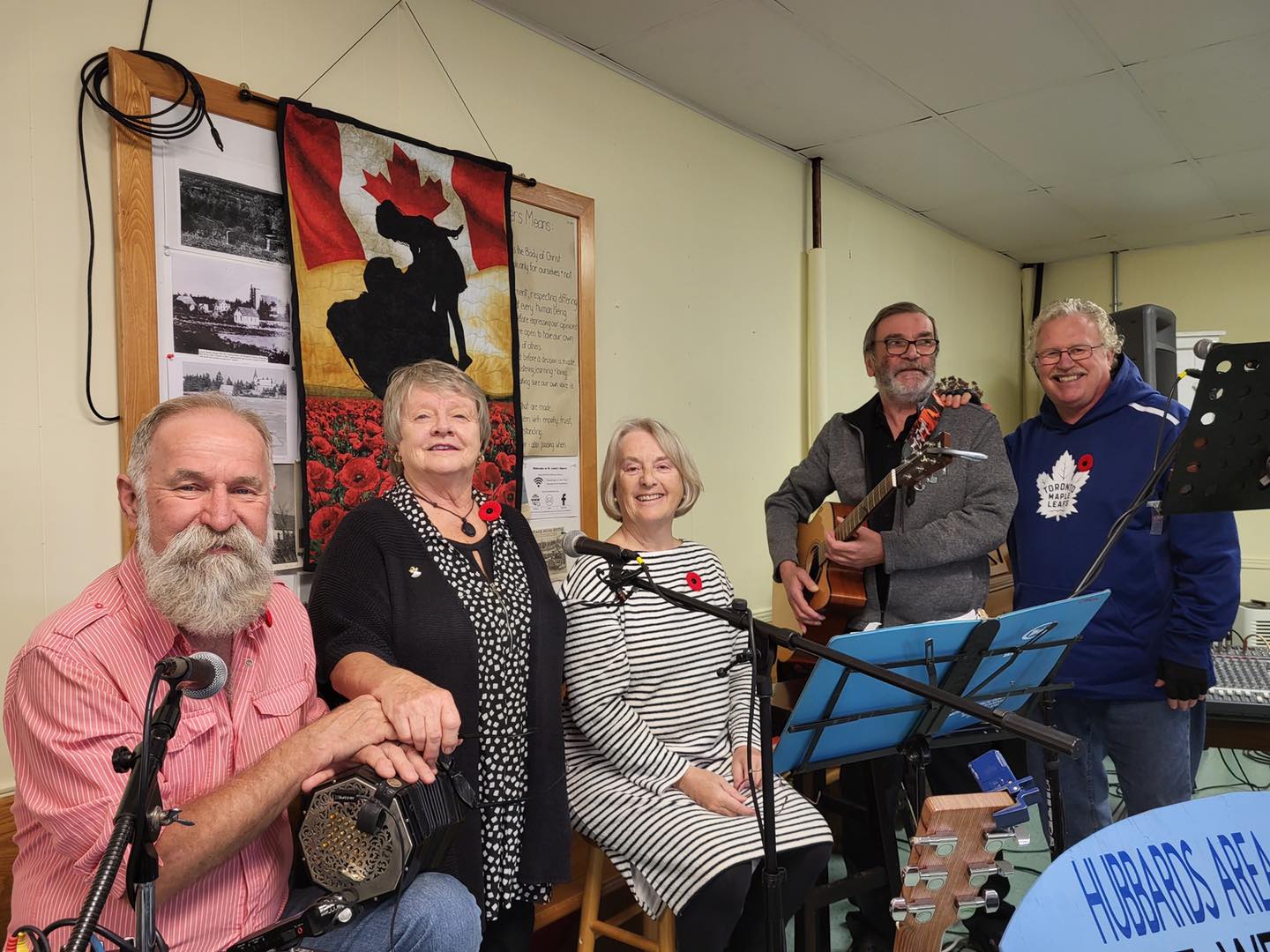 A Community Remembrance service was
    held at Two Coves Cafe on November 7, sponsored by
    The Outreach Mission Group, hosted by the Cafe and
    organized by Brenda Munro. Music was by Shenanigan,
    Peter Grant, Carol & Donnie Webb and Dave Anderson.
    Special guests were Rebeccah Stone's class from
    Shatford Memorial School.